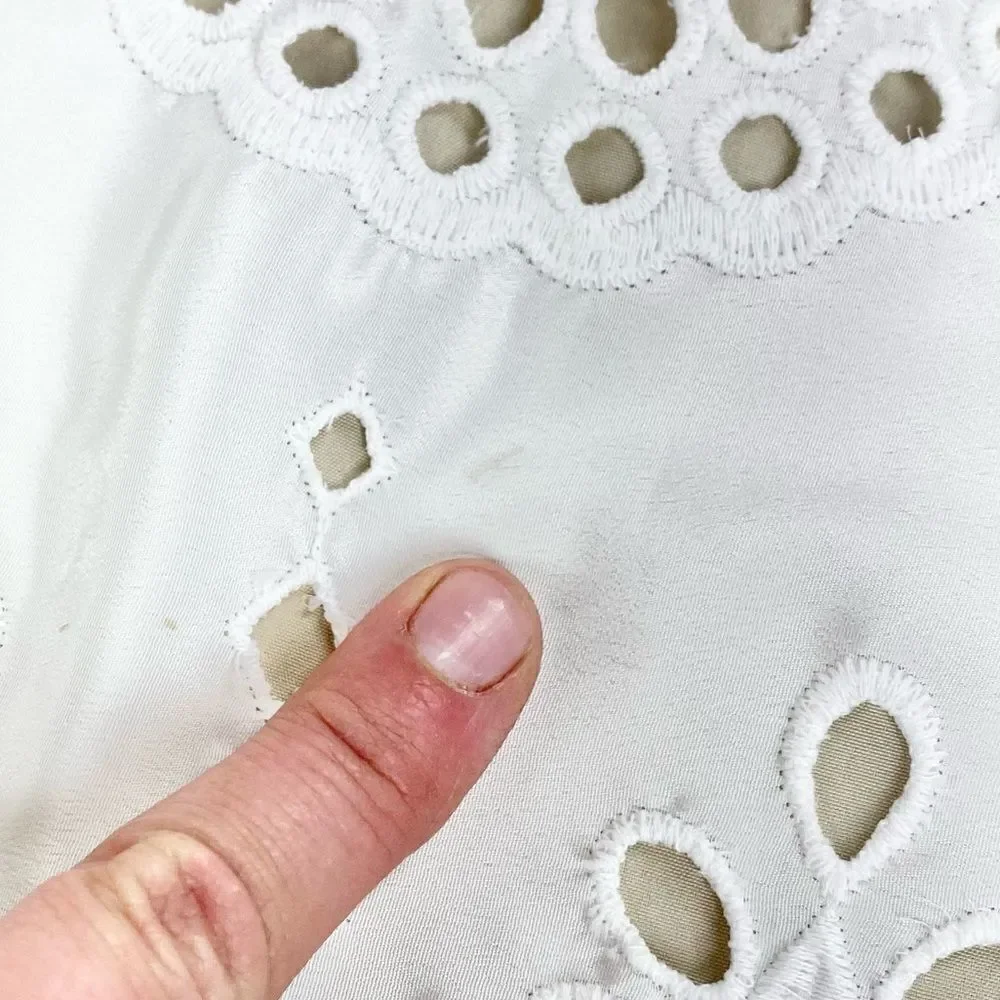 Winston White eyelet v-neck wedding getaway honeymoon dress XS